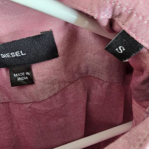 Diesel Mens Short Sleeve Embroidered Logo Button Down Shirt Small - Picture 6 of 7